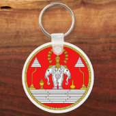 PORTE-CLÉS DRAPEAU DE LAOS TROIS TÊTE ÉLÉPHANT (Recto)