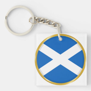Porte-clés Drapeau de l'Écosse dans un Cercle Doré