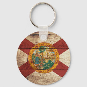 Porte-clés Drapeau de l'État de Floride sur un vieux grain de