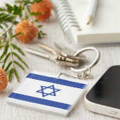 Porte-clés Drapeau de l'État d'Israël Étoile de David Judaïsm (Devant Droit)