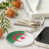 Porte-clés Drapeau de l'icône ronde Algérie (Devant droit)
