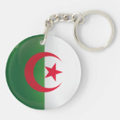 Porte-clés Drapeau de l'icône ronde Algérie (Dos)
