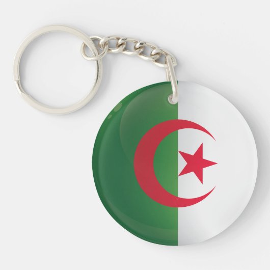 Porte-clés Drapeau de l'icône ronde Algérie (Devant)