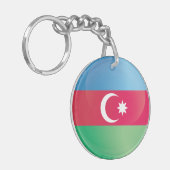 Porte-clés Drapeau de l'icône ronde d'Azerbaïdjan (Devant gauche)