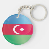 Porte-clés Drapeau de l'icône ronde d'Azerbaïdjan (Dos)