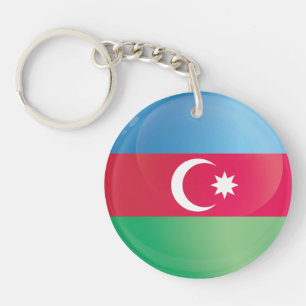 Porte-clés Drapeau de l'icône ronde d'Azerbaïdjan