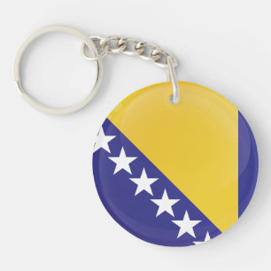 Porte-clés Drapeau de l'icône ronde de Bosnie-Herzégovine