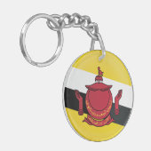 Porte-clés Drapeau de l'icône ronde de Brunei (Devant gauche)