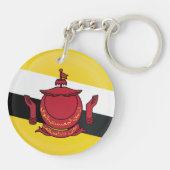 Porte-clés Drapeau de l'icône ronde de Brunei (Dos)