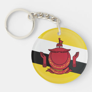 Porte-clés Drapeau de l'icône ronde de Brunei