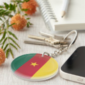 Porte-clés Drapeau de l'icône ronde du Cameroun (Devant droit)