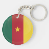 Porte-clés Drapeau de l'icône ronde du Cameroun (Dos)