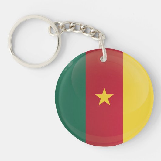 Porte-clés Drapeau de l'icône ronde du Cameroun (Devant)