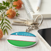 Porte-clés Drapeau de l'Ouzbékistan (Côté)
