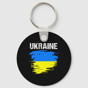 Porte-clés Drapeau de l'Ukraine ukrainien de style grunge vin
