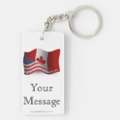 Porte-clés Drapeau de ondulation Canadien-Américain (Dos)