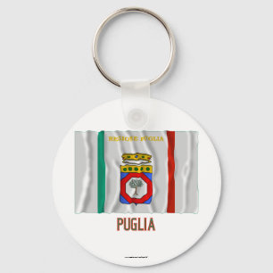 Porte-clés Drapeau de ondulation de la Puglia avec le nom