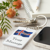 Porte-clés Drapeau de ondulation de l'Islande (Devant droit)