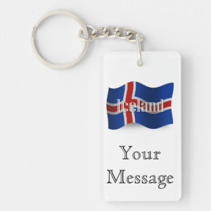 Porte-clés Drapeau de ondulation de l'Islande
