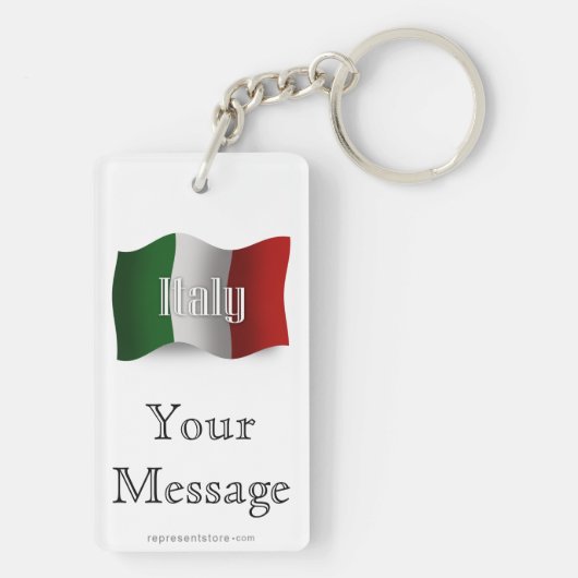 Porte-clés Drapeau de ondulation de l'Italie (Dos)