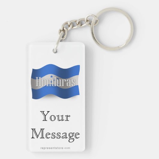 Porte-clés Drapeau de ondulation du Honduras (Dos)