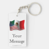 Porte-clés Drapeau de ondulation mexico-américain (Dos)
