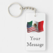 Porte-clés Drapeau de ondulation mexico-américain (Devant)