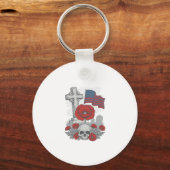 Porte-clés Drapeau de pavot de croix de mémorial Gravure vint (Recto)