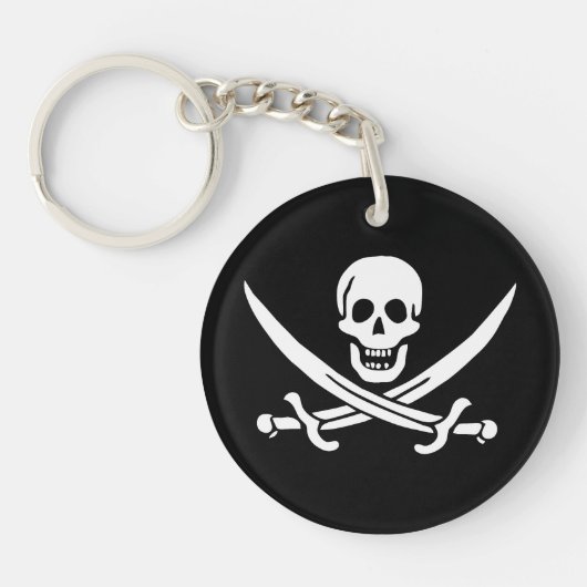 Porte-clés Drapeau de pirate Crâne croisé épées (Devant)
