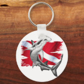 Porte-clés Drapeau de plongée avec requin marteau plongeur ve (Recto)