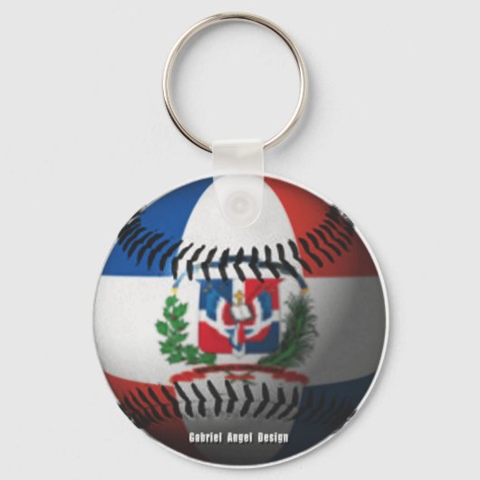 Porte-clés Drapeau de République Dominicaine Baseball couvert (Recto)