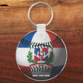 Porte-clés Drapeau de République Dominicaine Baseball couvert (Recto)