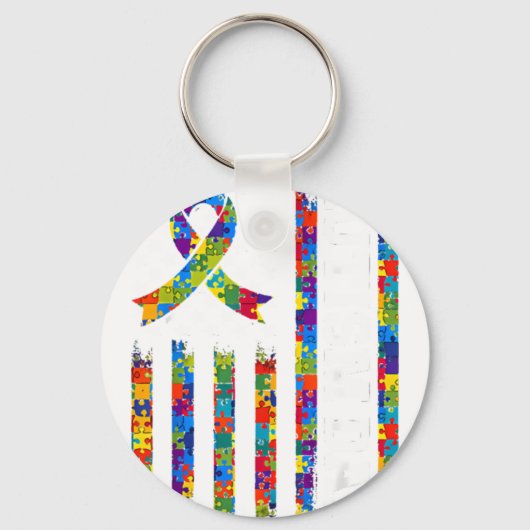 Porte-clés Drapeau de sensibilisation à l'autisme Puzzle Auti (Recto)