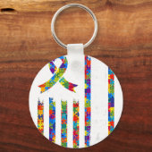 Porte-clés Drapeau de sensibilisation à l'autisme Puzzle Auti (Recto)