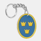 Porte-clés Drapeau de Suède rond symbole rond armée (Devant gauche)