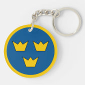 Porte-clés Drapeau de Suède rond symbole rond armée (Dos)