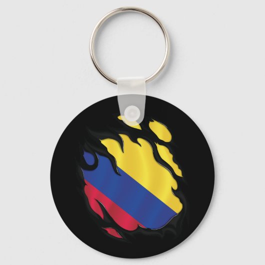 Porte-clés Drapeau déchiré de Colombie (Recto)