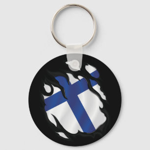 Porte-clés Drapeau déchiré de Finlande