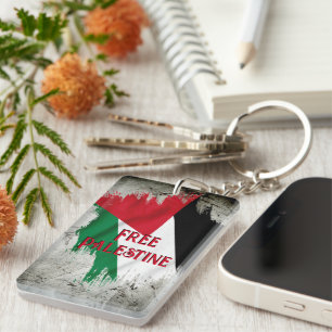 Porte-clés Drapeau déchiré de style Peinture de Palestine lib