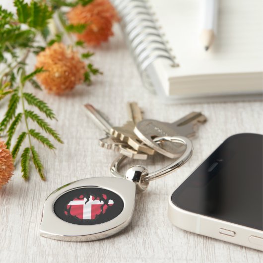 Porte-clés Drapeau déchiré du Danemark (Côté )