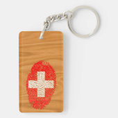 Porte-clés Drapeau d'empreinte digitale de contact de Suisse (Dos)