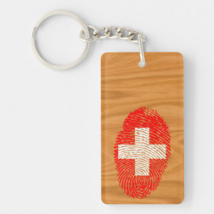 Porte-clés Drapeau d'empreinte digitale de contact de Suisse