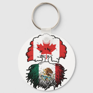 Porte-clés Drapeau des racines de l'arbre du Canada mexicain