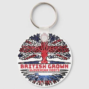 Porte-clés Drapeau des racines de l'arbre slovène britannique