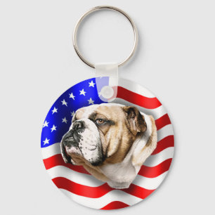 Porte-clés Drapeau des USA de patriote de bouledogue