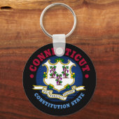PORTE-CLÉS DRAPEAU D'ÉTAT CONSTITUTION CONNECTICUT (Recto)