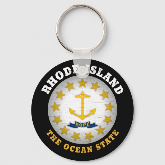 PORTE-CLÉS DRAPEAU D'ÉTAT DE L'OCÉAN DE L'ÎLE RHODE (Recto)