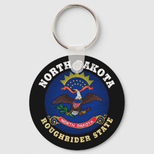 PORTE-CLÉS DRAPEAU D'ÉTAT DU NORD DAKOTA ROUGHRIDER