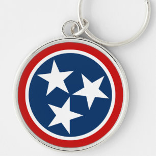 Porte-clés Drapeau d'état du Tennessee Bleu Blancs étoiles