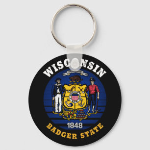 PORTE-CLÉS DRAPEAU D'ÉTAT WISCONSIN BADGER